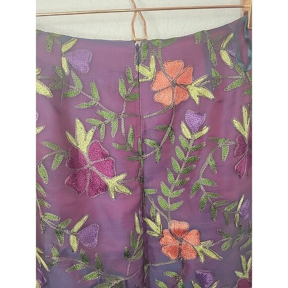 Finity Studio Women's 100% Silk Straight Pencil Skirt Size 6 Embroidered Floral - Picture 6 of 7